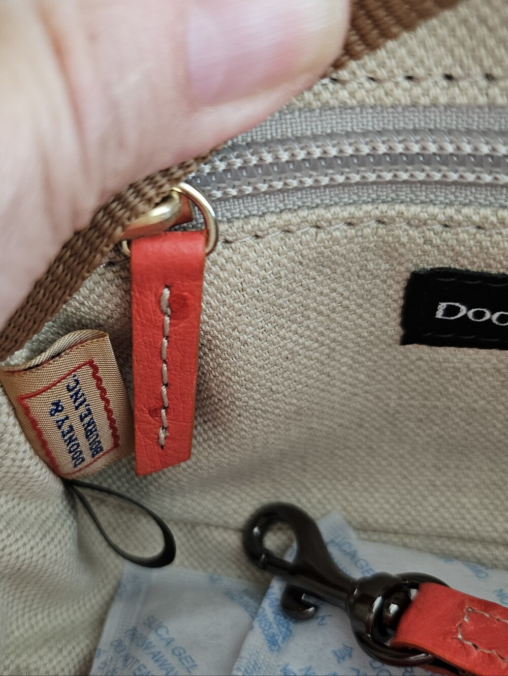 NWT Dooney & Bourke Coral Ostrich Leather Belt & Crossbody  Bag with Tan Strap - Picture 9 of 13